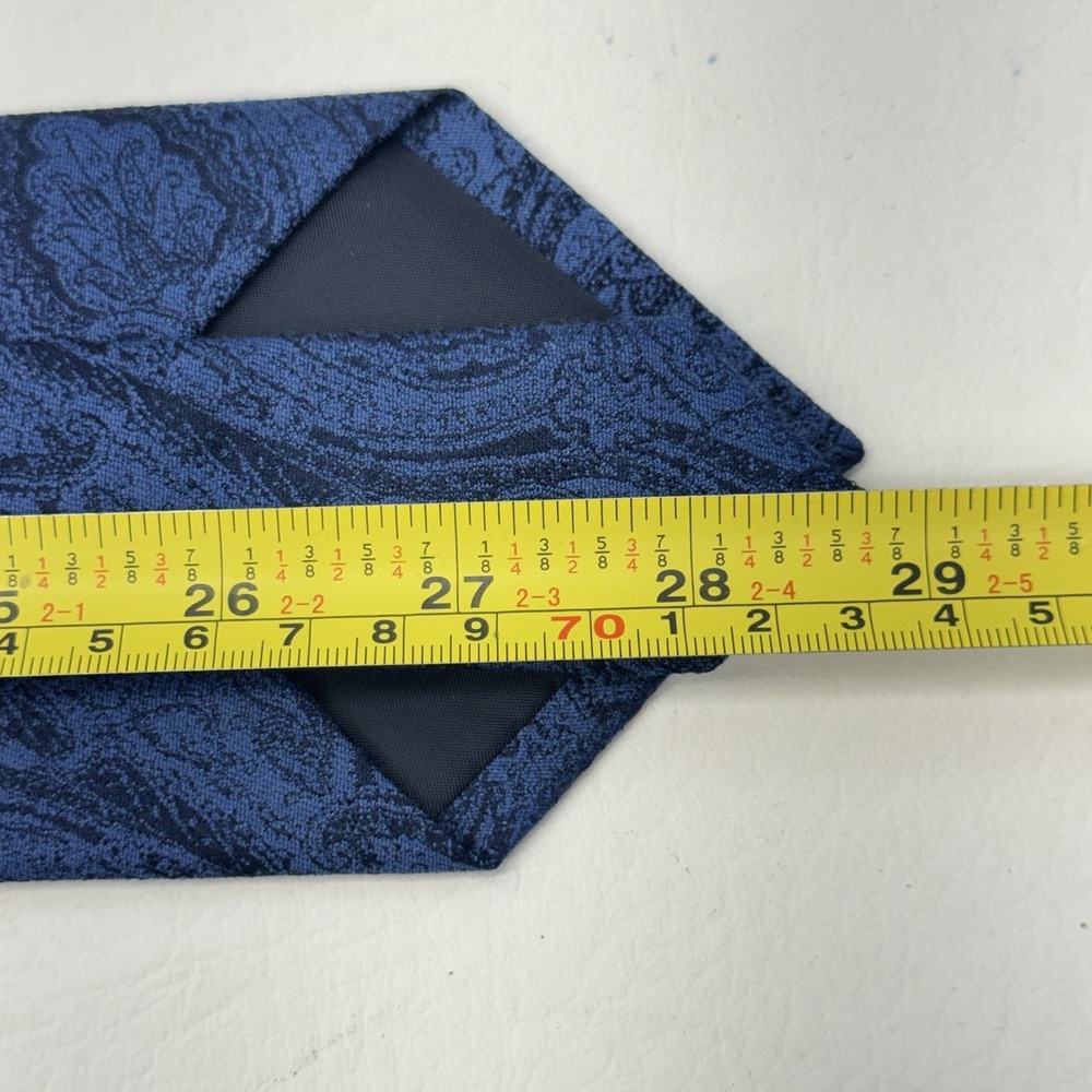 The Tie Bar Necktie Mens OS Blue Paisley Wool Silk Blend Classic Formal Dapper - Picture 4 of 4